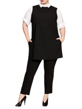 Pari Passu Black Wool Silk Split Side Midi Tunic Top Size 3 / 16